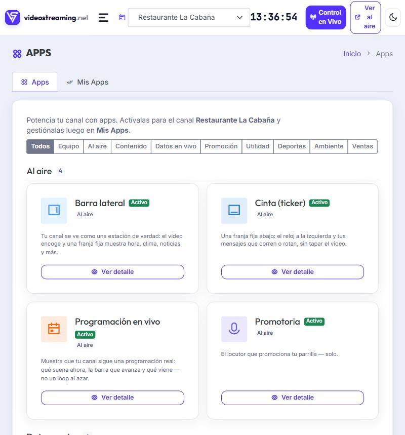 Tienda de apps organizada por categorías