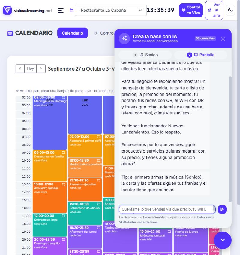 Pestaña Pantalla del asistente, recomendando apps visuales