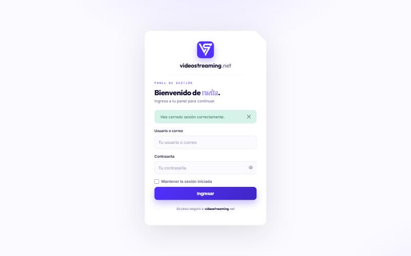Pantalla de inicio de sesión